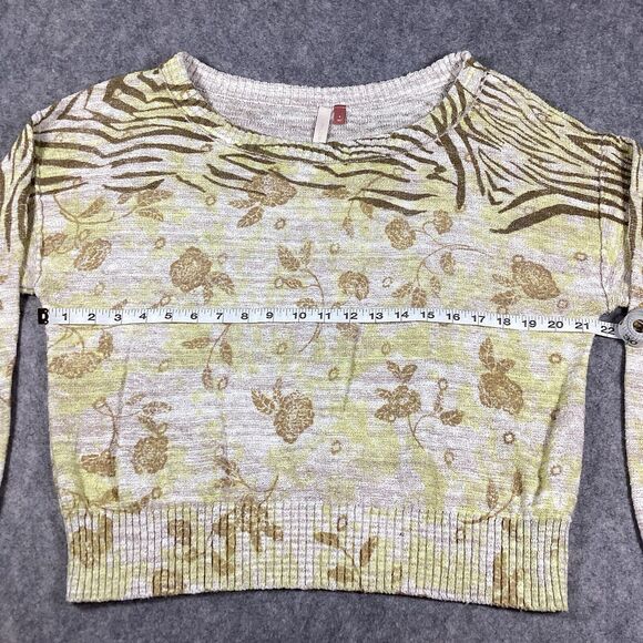 Pilcro Anthropologie Yellow Floral Print Size Small Ribbed Cuff Pullover Sweater - Picture 8 of 14